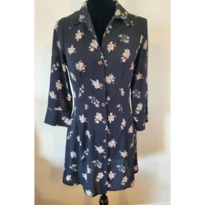 NWT Speechless Black Floral Button Front Long Sleeve Knee Length Dress SZ Medium